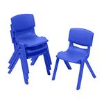 ECR4Kids Plastic School Stack 4-Pack Childrens Chairs, 12 in, Blue