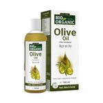 Indus Valley Bio Organic Pure Extra Virgin Olive 100% Organic and Cold-press, Massage Oil for Skin & Hair Care - (100ml)