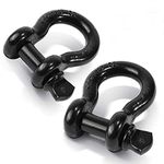 Ohuhu D Ring Shackles 3/4" 2 Pack, D Shackle Rugged 20 Ton (44,000 lbs) Maximum Break Strength, 4.75 Ton (9,500 Lbs) Capacity