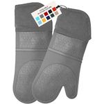 HOMWE Extra Long Professional Silicone Oven Mitt, Oven Mitts with Quilted Liner, Heat Resistant Pot Holders, Flexible Oven Gloves, Gray, 1 Pair, 14.7 Inch