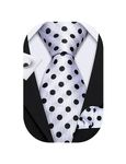 Hi-Tie Retro Black and White Dots Necktie Set