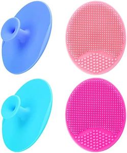 Baby Silicone Cradle Cap Brush, Baby Bath Shape Silicone Baby Cradle Cap Exfoliate and Massage Shampoo Scalp Scrubber for Hair Care and Body Care 4 Pack (Blue&Green&Pink&Red)