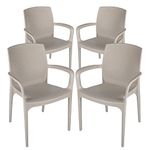 Supreme Furniture Texas Plastic with-Arm Chair Suitable for Home, Office, Garden, Living Room, Cafeteria, Restaurant, Hotel, Resort, Indoor & Outdoor(Set of 4, Dark Beige)