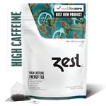 Zest Tea Energy Hot Tea, High Caffeine Blend Natural & Healthy Traditional Black Coffee Substitute, Perfect for Keto, 150 mg Caffeine per Serving, 20 Sachets (1 Pouch), Earl Grey Black Tea
