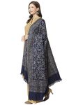 Weavers Villa Women's Poly Wool Woven Jaal Floral Shawl (Navy Blue), 100cm X 200cm