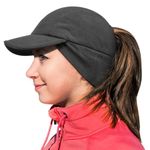 GADIEMKENSD Winter Fleece Hats Reflective Ponytail Hat for Women Baseball Caps with Earflap Drop Down Ear Warmer Skull Cap Beanie with Visor Cold for Outdoor Hiking Running Sport Cap Dark Gray