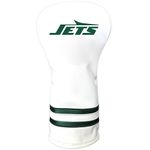 Team Golf NFL New York Jets White Vintage Driver Head Cover White Vintage Driver Golf Club Headcover, Form Fitting Design, Retro Design