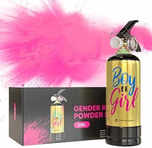 Pink Baby Gender Reveal Fire Extinguisher Smoke Bombs Powder Cannon Gold | 1 Pink | Fireworks Alternative | Biodegradable | Decorations for Photoshoots, Celebrations, Parties | TUR Party Supplies