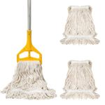 Yesland Commercial Mop with 2 Cotton Mop Heads, 61" Long Aluminum Handle, Heavy Duty String Wet Mop for Hardwood, Tile, Laminate, Vinyl Floors