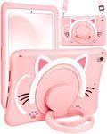 Wazzasoft for iPad Air 3rd Generation Case, Pro 10.5” Case Girls Cute Cat Kawaii Cover Girly 3D Cartoon with Rotating Handle Stand & Strap Soft Silicone Funda for Apple iPad Air 3, Pro 10.5 Cases