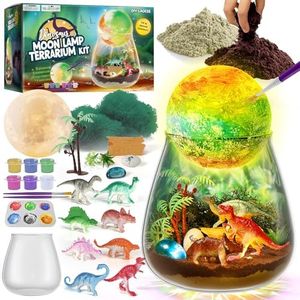 Kit de Terrarium Dinosaure pour Enfant- avec Peinture Lampe de Lune Veilleuse- Cadeau Garcon Enfant 4 5 6 7 8 9 10 11 12 Ans, Idée Cadeaux Jouets Dinosaures -Loisir Créatif Enfant, Arts et Artisanat