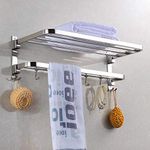 Plantex Bathroom Accessories-Stainless Steel 304 Grade Dual Folding Towel Rack for Bathroom/Towel Stand/Hanger/Bathroom Organizer (18 Inch-Chrome)