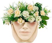 Pretty Woman Face Planter, Home & Garden Ceramic Art Vase, Dry Flower Arrangement for Decorative, Modern Colorful Sculpture White Planter Pot,Table Centerpieces Wedding Office Kitchen Home Decor