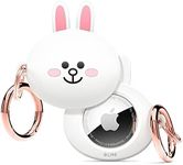 elago l LINE Friends Silicone Case Compatible with Apple AirTag Tracker - Full Protection, Keychain Included, Slim and Simple Design, Scratch-Free, Drop Protection [Official Merchandise] (CONY)