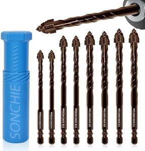 SONCHIE Serrated Drill Bits 8-Piece Set 1/4“-1/2” High Strength Special Serrated Twist Bits 6/8/10/12mm Multi-Purpose Masonry Drill Bit Set for Concrete/Tile/Glass/Hard Plastic