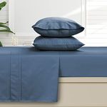 TRIBECA LIVING 6 Piece 500 Thread Count Egyptian Cotton Sateen Deep Pocket Sheet Set, Midnight Blue, King