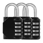 3 Pack LockMingle Combination Padlocks, Heavy Duty, 4-Digit, Weatherproof, Resettable, Outdoor, Gym, School, Hasp, Shed, Storage, Cabinet, Toolbox