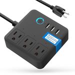 OHMAX Smart Power Strip with USB, WiFi Surge Protector, Outlet Extender with 3 Smart AC Outlets and 3 USB Ports, Works with Alexa, Google Home, Smart Life and Tuya, Voice Control, No Hub Required