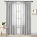 DWCN Grey Sheer Curtains, 84 Drop Rod Pocket Top Semi Transparent Light Filtering Net Curtains, Voile Curtains for Living Room and Bedroom, 52" Wide x 84" Drop, Set of 2 Panels