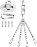 Punching Bag Hanger With 360 Rotation Chain, Stainless Steel Swivel With 4 Snap Hooks, Mount for Heavy Bag, Hammock, Gym Swing, Yoga Swing, Trapeze
