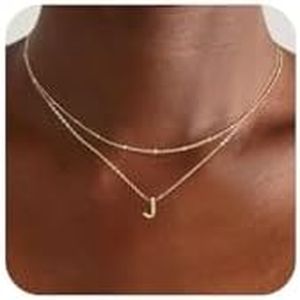 LEXODY Layered Gold Initial Necklaces for Women, Dainty 14k Gold Plated Letter A-Z Pendant Necklace Tiny Initial Necklace Personalized Monogram Necklace Layering Name Pendant Necklace for Women