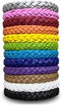 12 Pack Mosquito Repellent Bracelets, Solid Color Individually Wrapped Leather Insect & Bug Repellent Wrist Bands for Kids & Adults Outdoor Camping Fishing Traveling