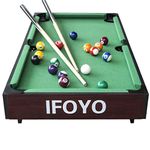 IFOYO 36-Inch Billiard Table, Mini Pool Table, Tabletop Snooker Game Set Portable Pool Table with Cues, Balls, Rack – Green Felt