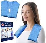 Doctor Developed Heated Neck Wrap - Soothing Weighted Heating Pad with Natural Flax Seeds - Cordless Microwavable Heating Pad for Neck and Shoulders - Soft Plush Neck Relief & Shoulder (Blue)