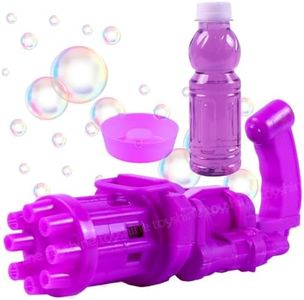 Toyshine 8 Hole Electric Bubbles Gun Gatling Bubble Machine Toy with Scoup Bottle for Children Party Favors Outdoor & Indoor Activity for Boys Girls 3 Years and Above (Purple)