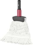 Industrial Commercial Mops for Floor Cleaning - Looped-End Heavy Duty Wet Mop with Long Handle for Hardwood Wood Tile Vinyl - Reusable Cotton Head for Home Garage Kichen Bathroom
