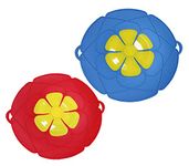 RUNUP 2 Pack Silicone Spill Stopper Lid Cover, Boil Over Safeguard Lids, Prevent Pot From Boiling, Multi-Function Kitchen Tool Kitchen Gadgets, 10.2 Inch and 11 Inch Red + Blue