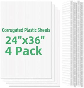 VAIIGO Corrugated Plastic Sheets 24" x 36", 4mm Blank Yard Lawn Signs, 4 Pack Plastic Poster Board, Coroplast Plastic Sheets for Garage Yard Sale Sign, A-Frame, Warnings, Divider, Crafts, Packing