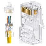 FEDUS RJ45 Cat6 Pass-Through Connector RJ45 Ends, Cat5, Cat5e, Cat6 8P8C RJ45 Connector, Ethernet Router Cable Crimp Connectors UTP Network Plug Solid Wire and Standard Cable, LAN Crimp (PACK OF 50)