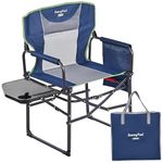 SunnyFeel Camping Director Chair, Portable Folding Chair with Side Table and Storage Pouches, Compact Heavy Duty for Adults Outdoor (Blue)