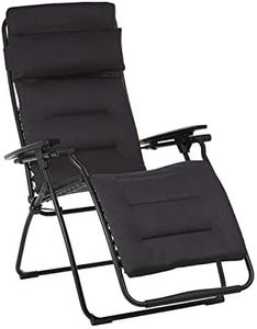 Lafuma Futura Air Comfort Zero Gravity Recliner (Acier Black) Padded Folding Outdoor Reclining Chair
