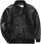 LJYH Boys Classic Stand Collar Faux Leather Moto Biker Jackets Kids Black Bomber Rider Coats 9/10yrs 140cm