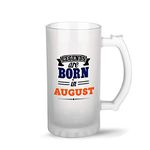 iKraft® Legends are Born in August Funny Beer Mug Birthday Gift for Brother, Husband, Dad, Friends- 16oz