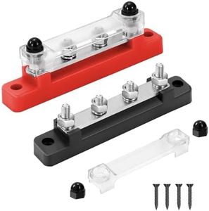 GUNGY Bloques de Distribución de Energ�ía 12V-48V Caja de Distribución de Barra Colectora 150A BusBar con 4 x M6 Pernos de Terminal para Automóvile Barco Rojo Negro 2 Piezas