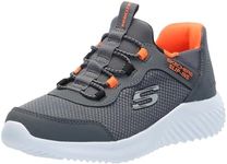 Skechers Kids Hands Free Slip-Ins: Bounder - Brisk-Burst Sneaker, Charcoal Orange, US 3 Big Kid