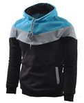 Mooncolour Mens Novelty Color Block Hoodies Cozy Sport Autumn Outwear Black