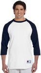 Champion Men's Raglan Baseball T-Shirt, White/Navy, Medium