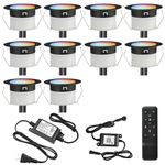 LED Deck Lights Kit, FVTLED 10pcs Φ1.22 WiFi Smart Phone Control Low Voltage Recessed RGBW Deck Lighting Waterproof Outdoor Yard Path Stair Decor, Black