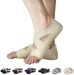 ABIRAM Yoga Socks Toeless Non-Slip Grips & Straps, for Pilates, Barre, Ballet, Bikram, Workout for Women