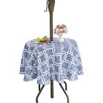 Eternal Beauty 152cm（60 Inch） Round Indoor & Outdoor Splashproof Tablecloth with Umbrella Hole and Zipper for Patio Garden Party and BBQ (60" Round with Hole and Zipper, Grey Plaid)