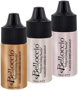 Belloccio's Professional Flawless Airbrush Makeup Shimmer Shade Set (Trio Set) in 1/4 oz. Bottles (NEW FORMULA)