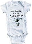 Baby Tee Time Baby Tee Time Boys My Daddy is in The Air Force One Piece 12-18 Months White