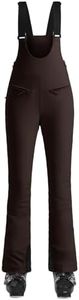 GSOU SNOW Ski Bibs Women Ski Pants Slim Snow Bibs Waterproof Dark Coffee S