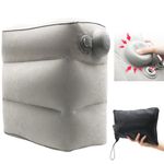 Inflatable Foot Rest for Air Travel,Airplane Travel Foot Rest Adjustable Height, Car/Airplane, Footrest Pillow with Pump for Office, Airplane, Train, Cars, Home (Grey)