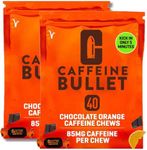 Caffeine Bullet 80 Chocolate Caffeine Chews. Each 85mg Caffeine - Chocolate Orange Energy Gummies: Kick Faster Than Energy gels for a Cycling, Endurance Sports & Stay Awake Chocolate Boost