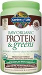 Garden of Life Raw Organic Protein & Greens - Chocolate 610.0 Gram Chocolate. Packed with 20g of protein, 6 veggies and 1g sugar. A delicious protein boost from organic sprouted brown rice, organic pea & organic chia, plus a blend of nutrient-rich greens. Gluten free, made without dairy or soy ingredients, vegan